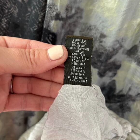 Women's Fei 2 Dress Gray Silk Anthropologie Watercolor Terrace Empire Bodice - Picture 11 of 11